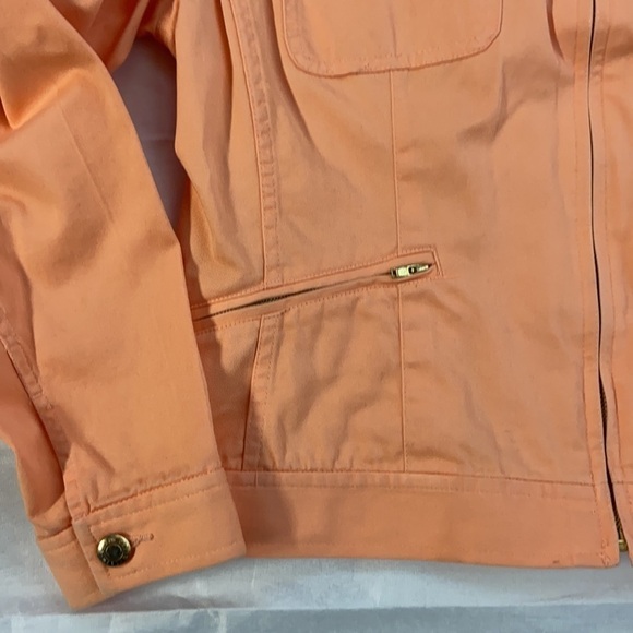 Chaps Cotton Peach Full Front Zip Closure Long Sleeve Denim Jacket - Picture 4 of 14